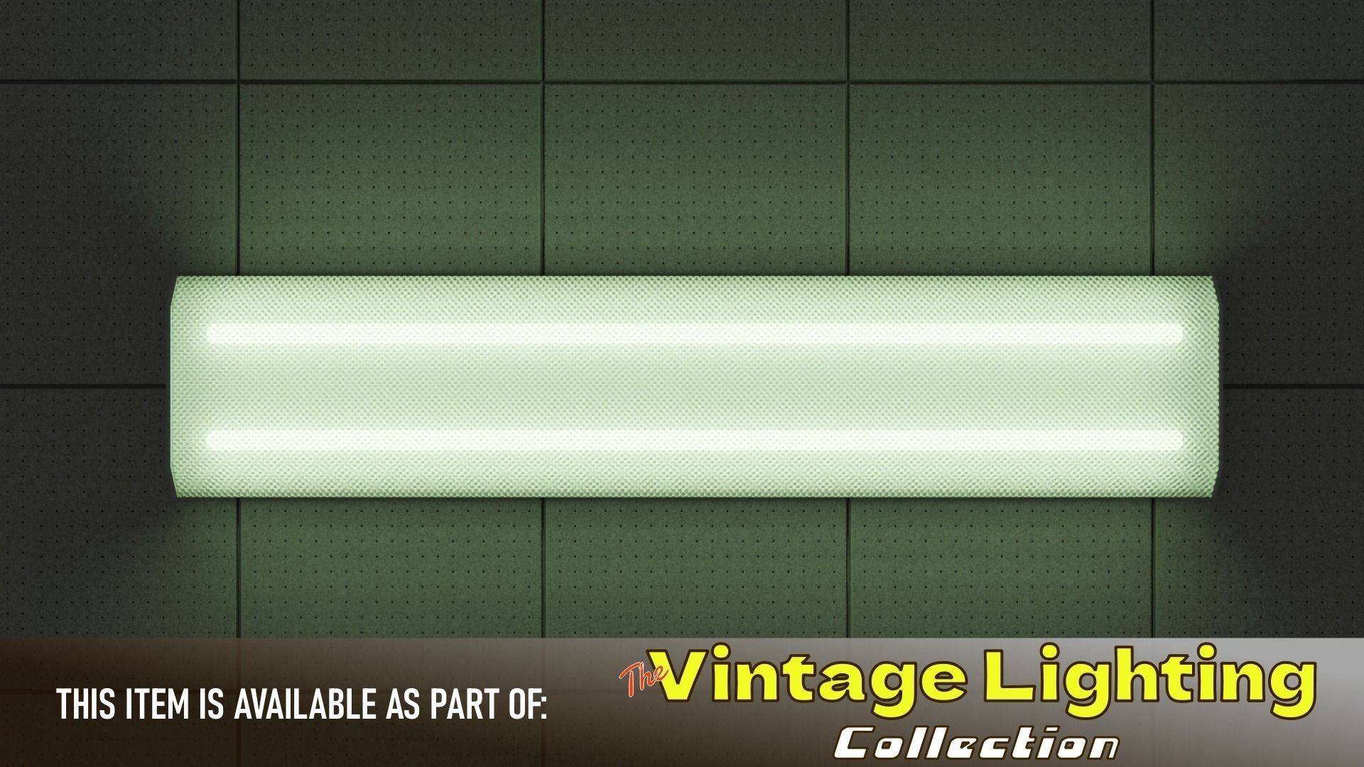 Vintage Ceiling Fluorescent Light Fixture Low-poly 3D model_2