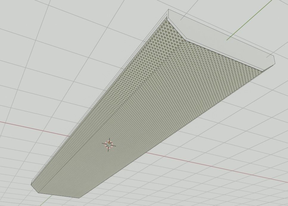 Vintage Ceiling Fluorescent Light Fixture Low-poly 3D model_4