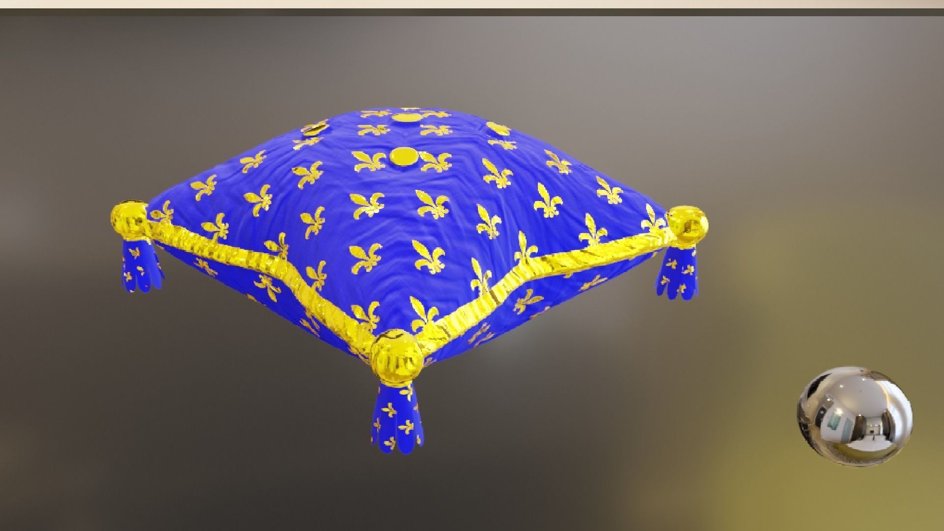 Royal Pillow Set Low-poly 3D model_32