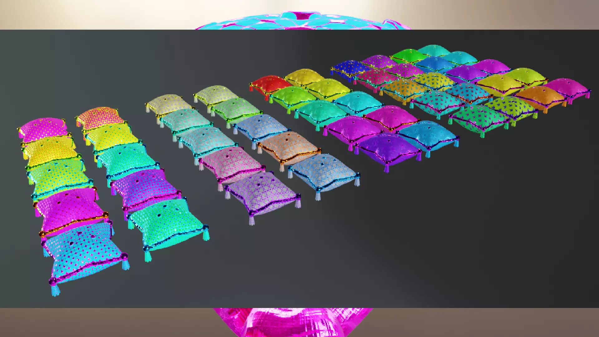 Royal Pillow Set Low-poly 3D model_0