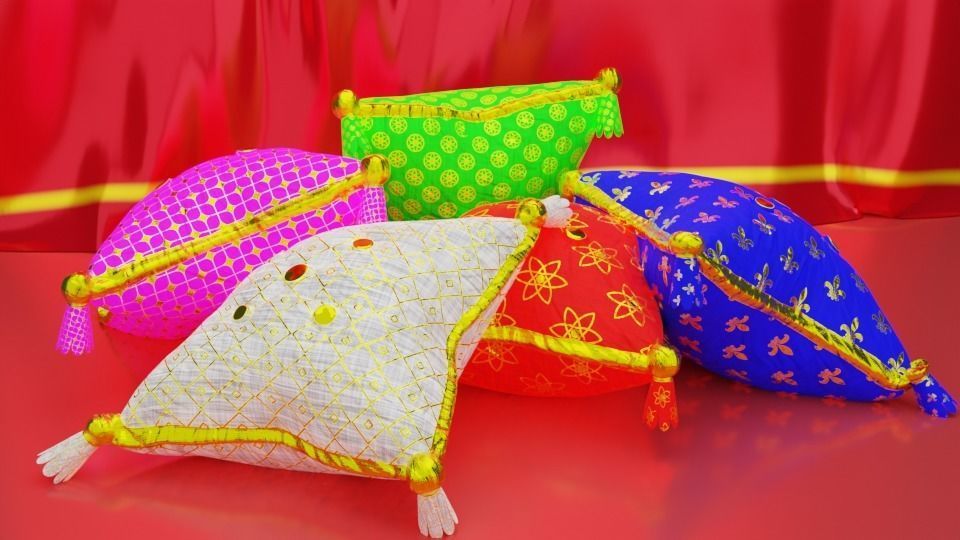 Royal Pillow Set Low-poly 3D model_3