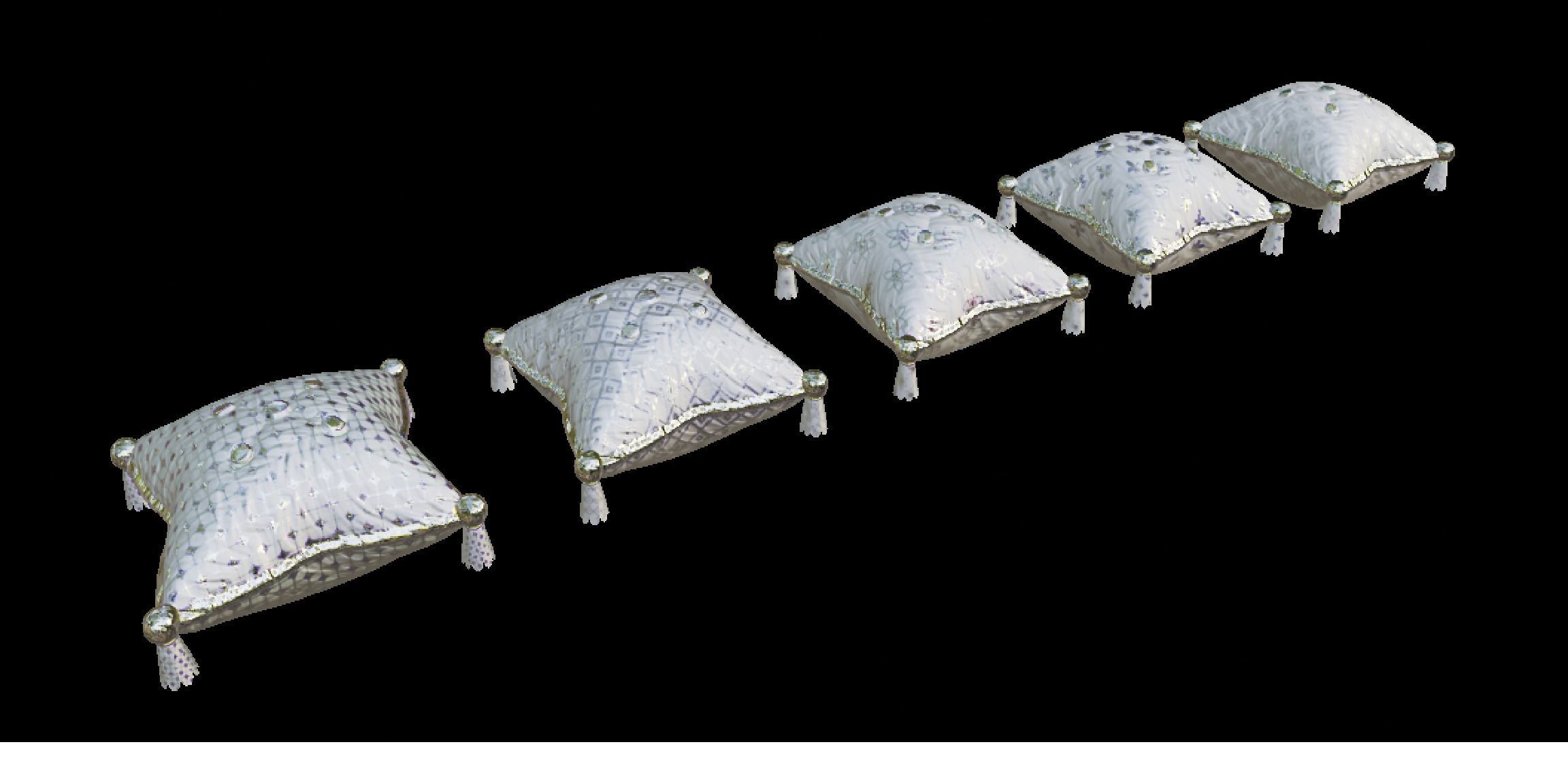 Royal Pillow Set Low-poly 3D model_87