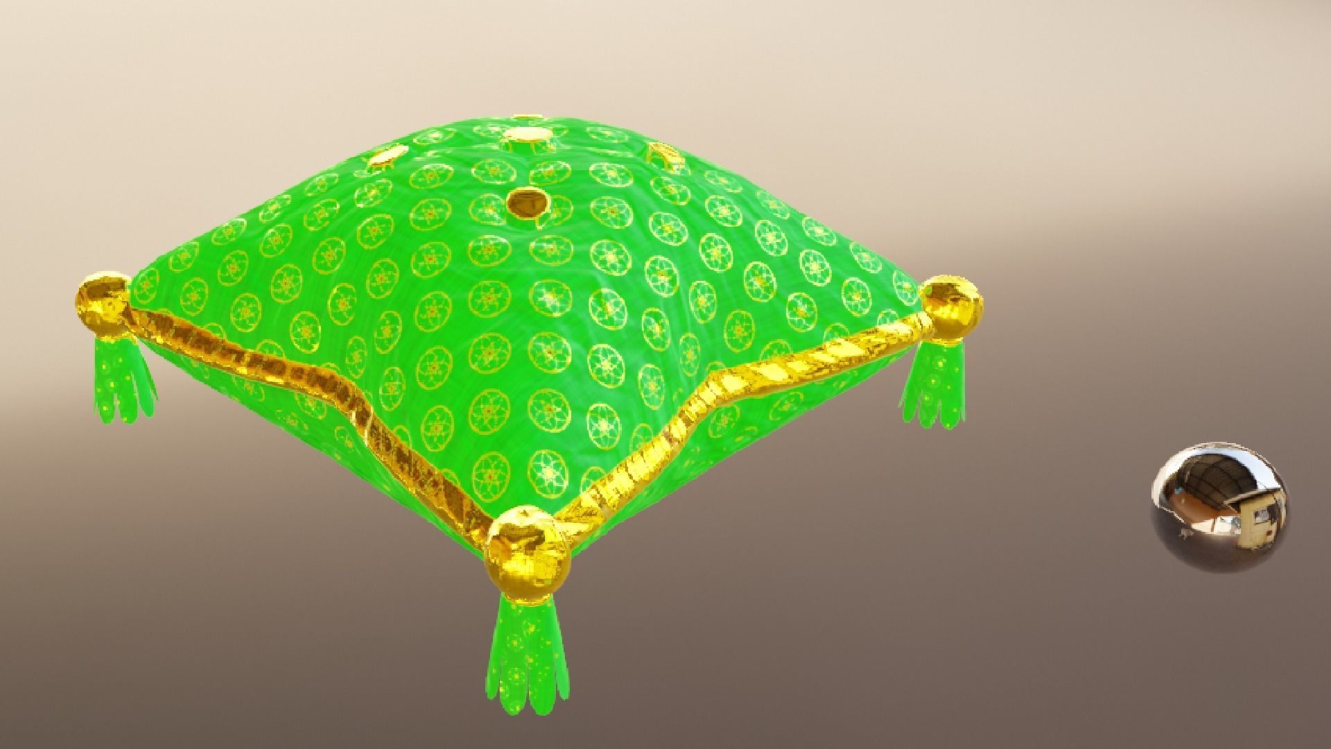 Royal Pillow Set Low-poly 3D model_37