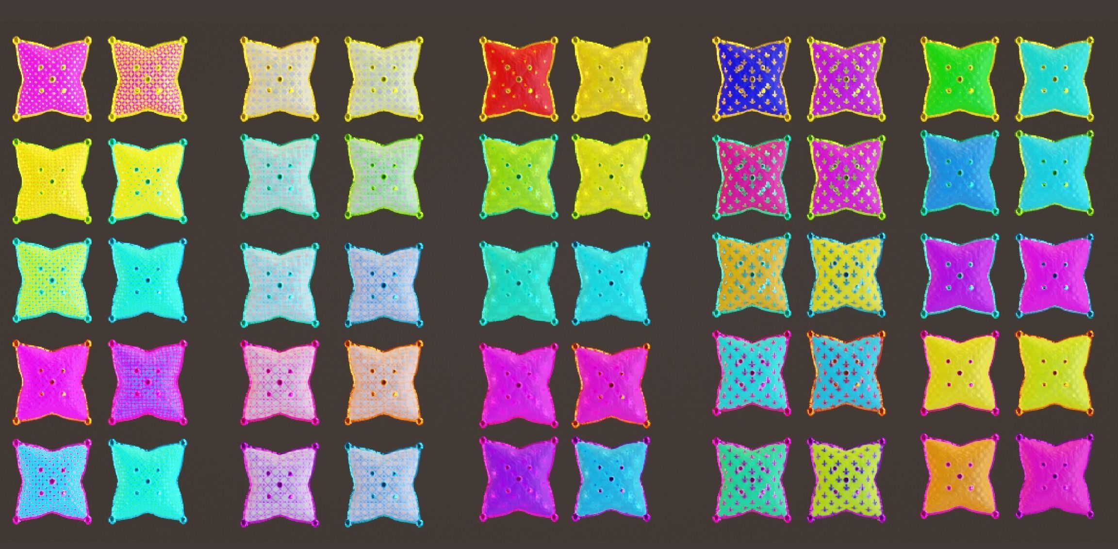 Royal Pillow Set Low-poly 3D model_2