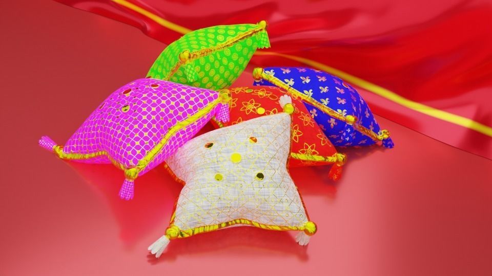 Royal Pillow Set Low-poly 3D model_49