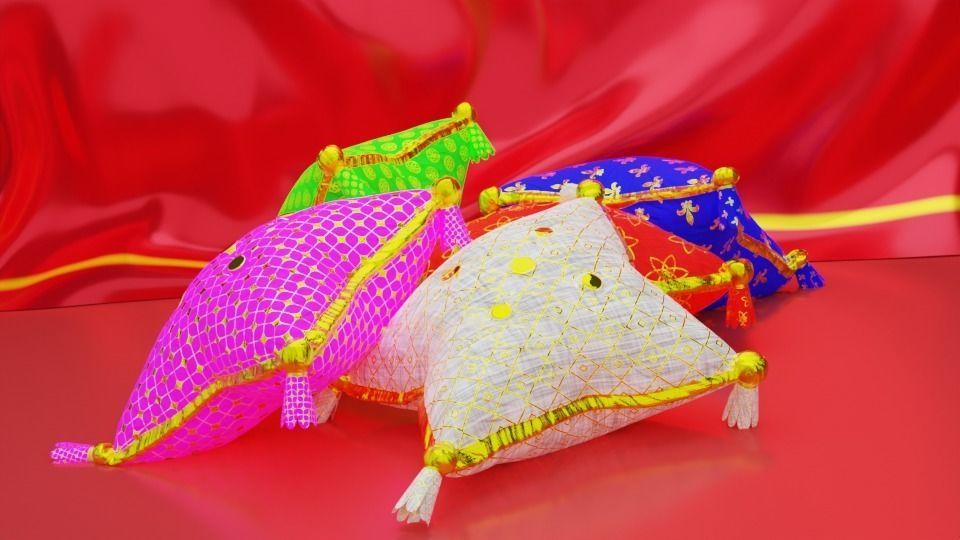 Royal Pillow Set Low-poly 3D model_6