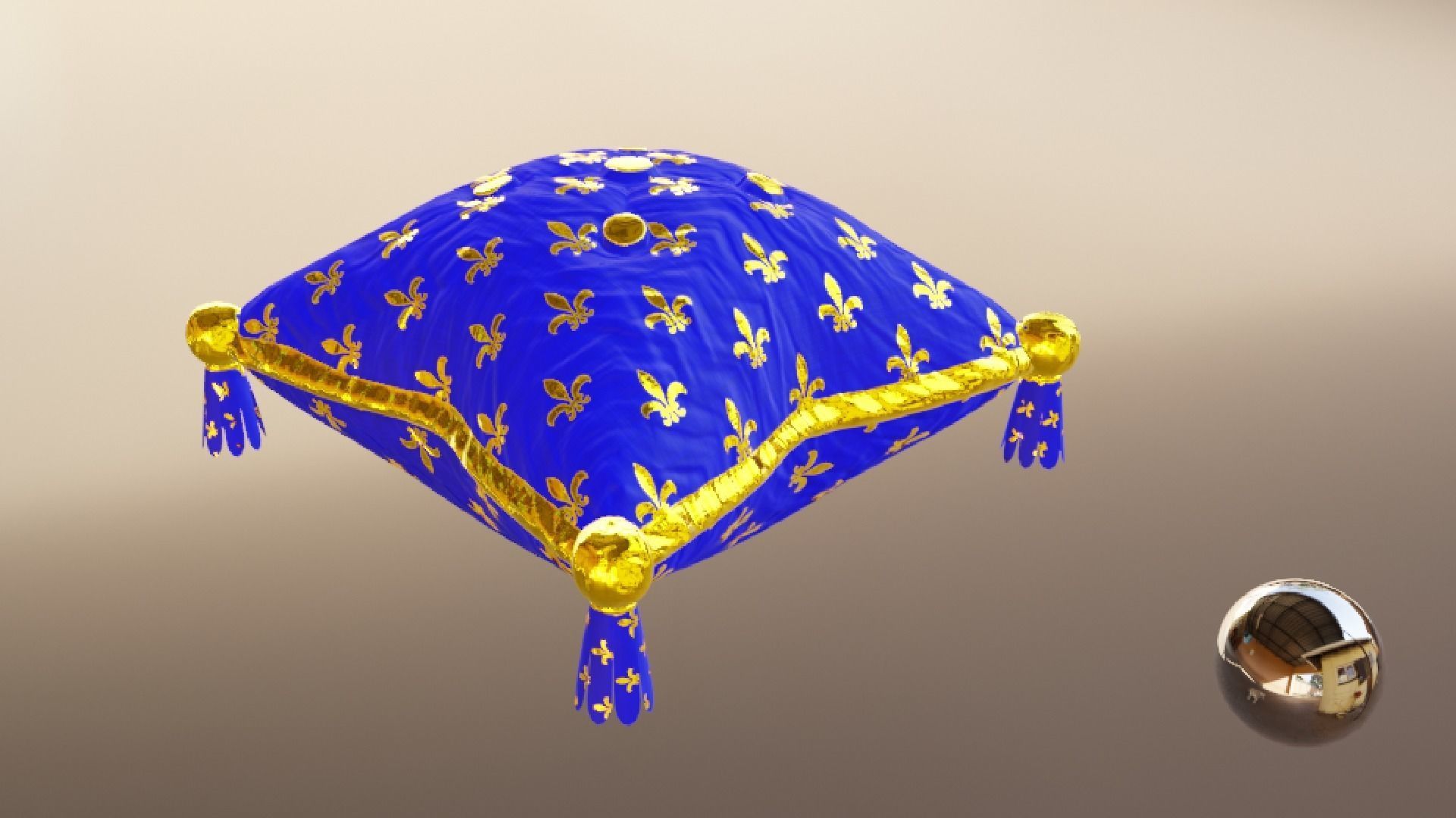 Royal Pillow Set Low-poly 3D model_30