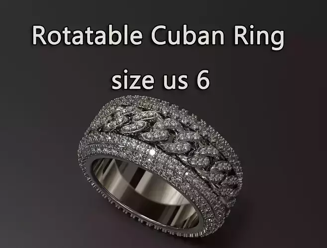 Bold Rotatable Cuban Chain Ring  Size 6 US 3D print model