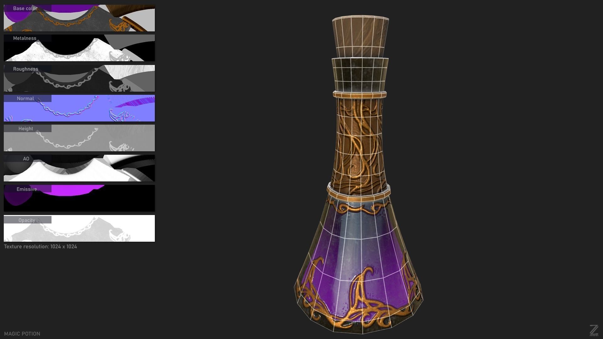 Magic potion Low-poly 3D model_1