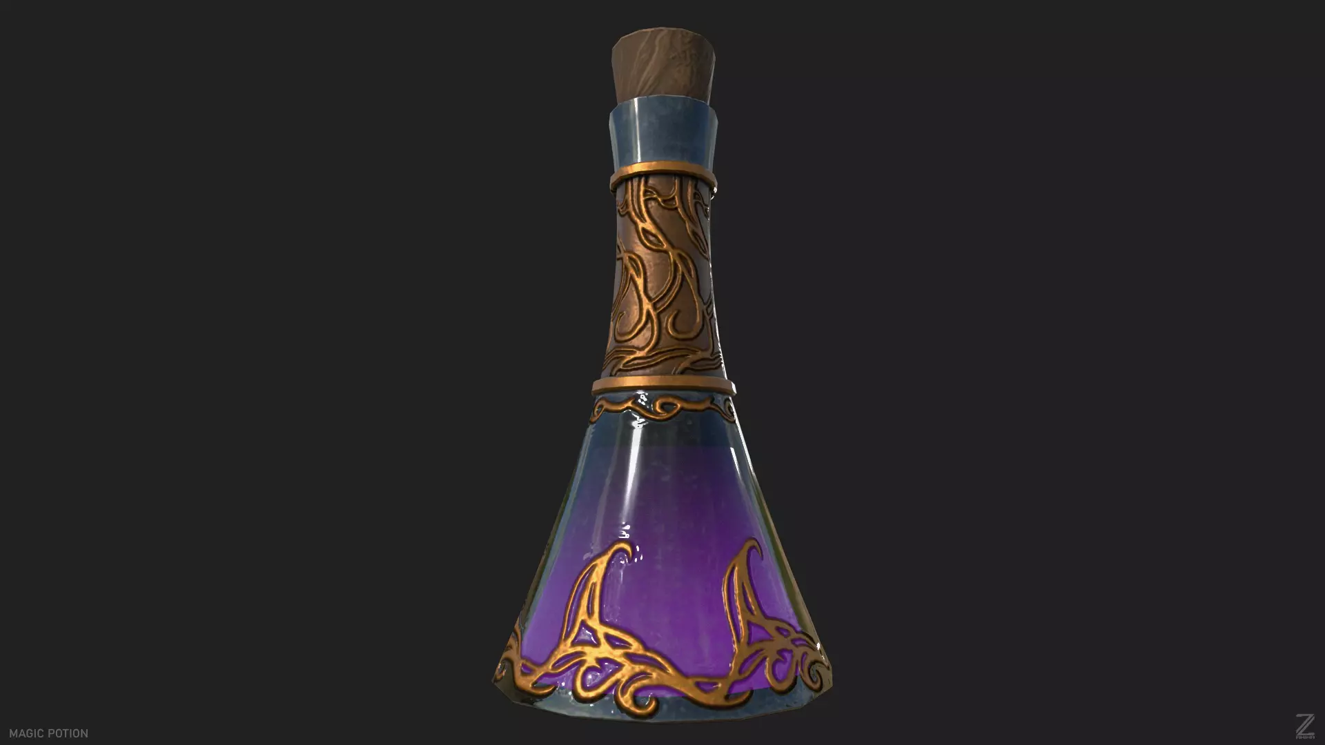 Magic potion Low-poly 3D model_0