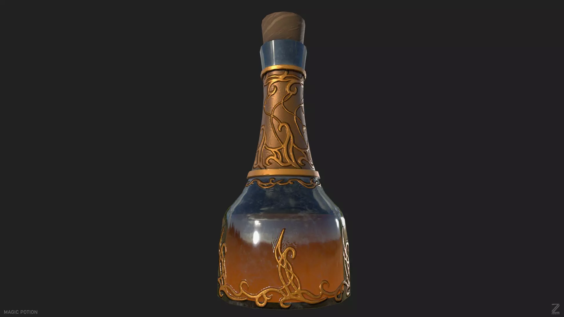 Magic potion Low-poly 3D model_0