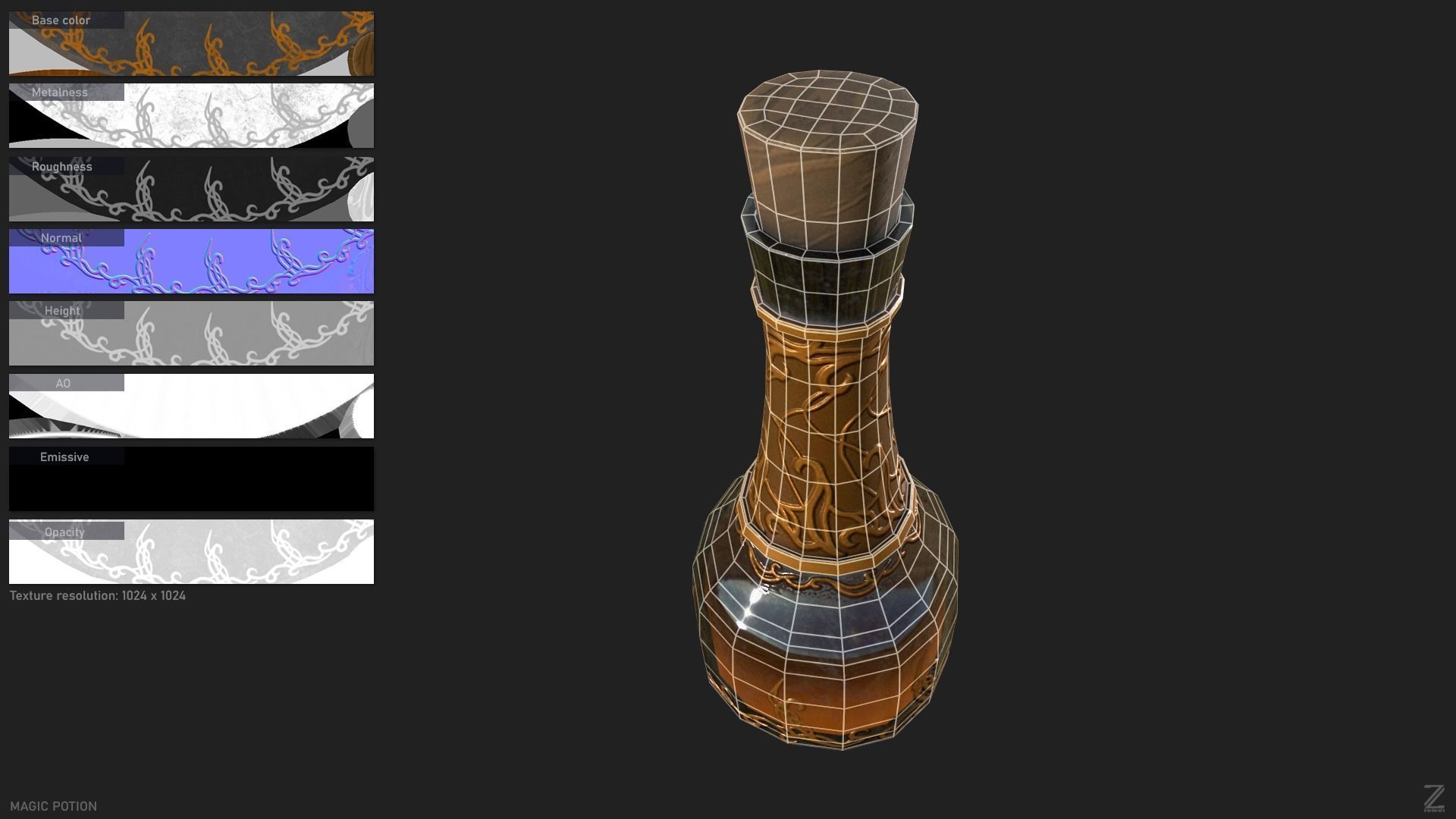 Magic potion Low-poly 3D model_1