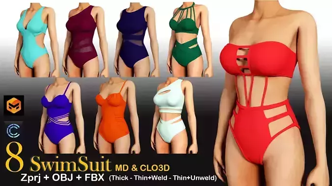 8 different swimsuit pack