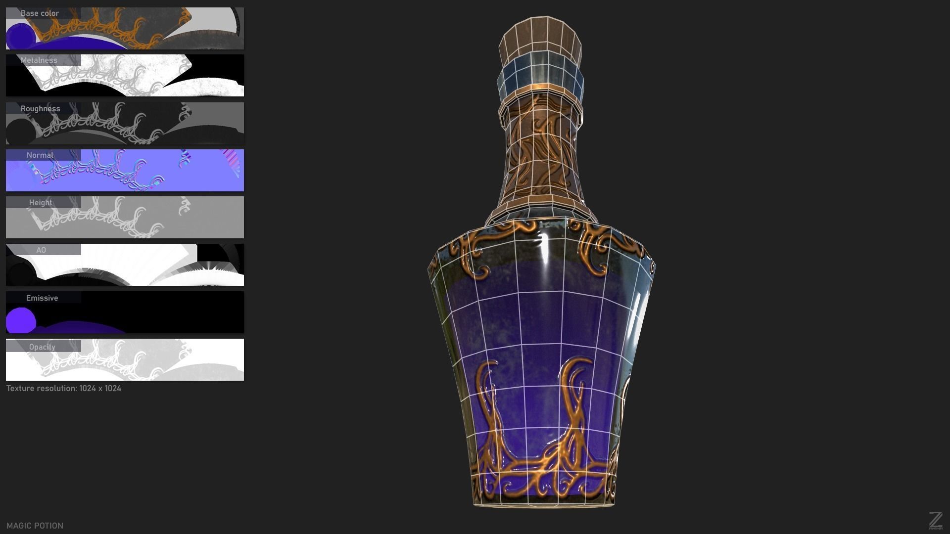 Magic potion Low-poly 3D model_1