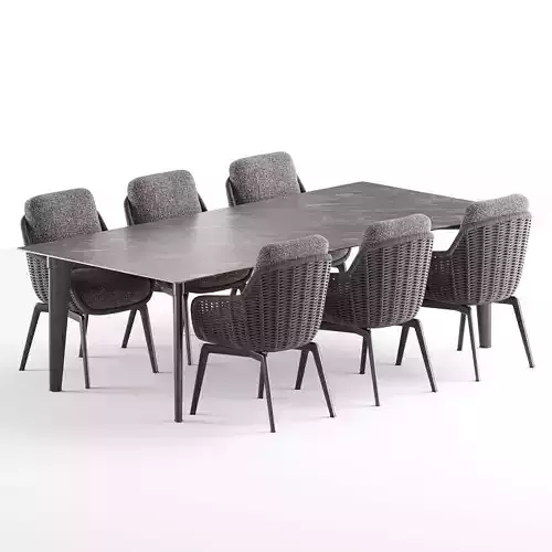 Outdoor Garden Woven Dining Set Belt Cord