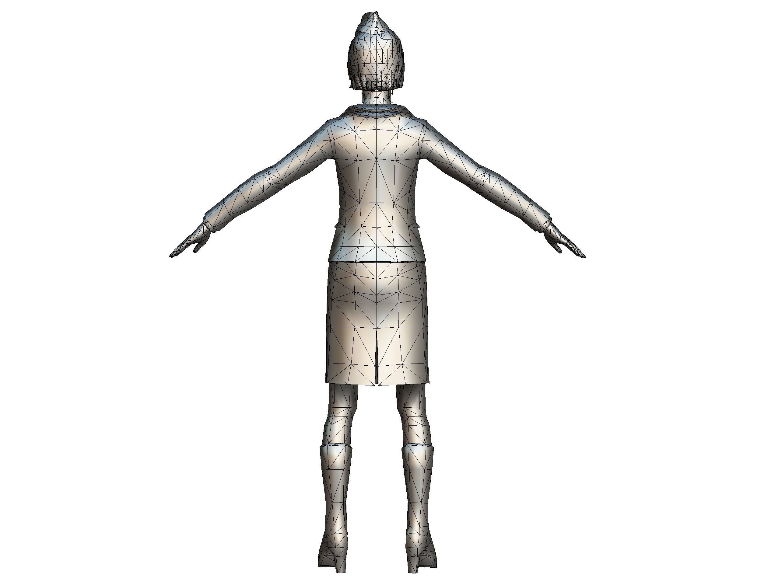 Woman Stewardess Form Low-poly 3D model_13