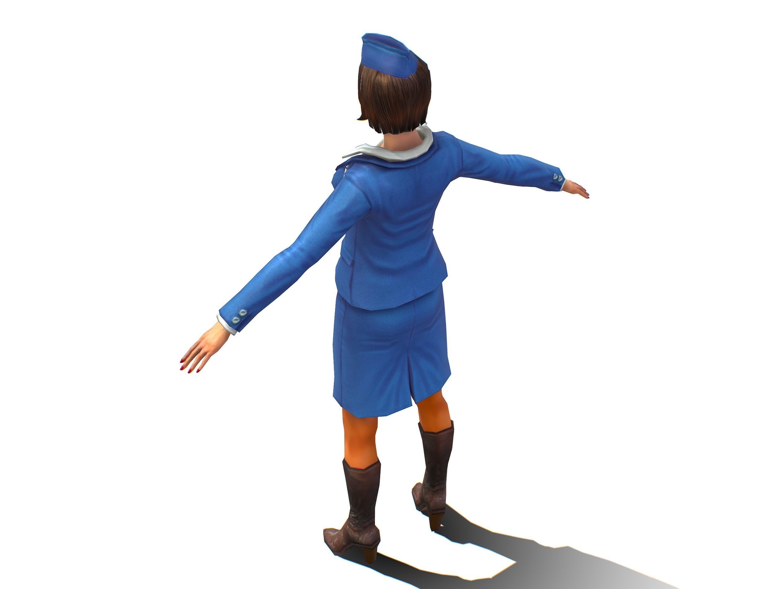 Woman Stewardess Form Low-poly 3D model_9