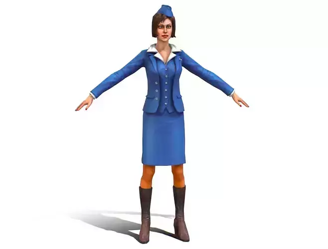 Woman Stewardess Form Low-poly 3D model