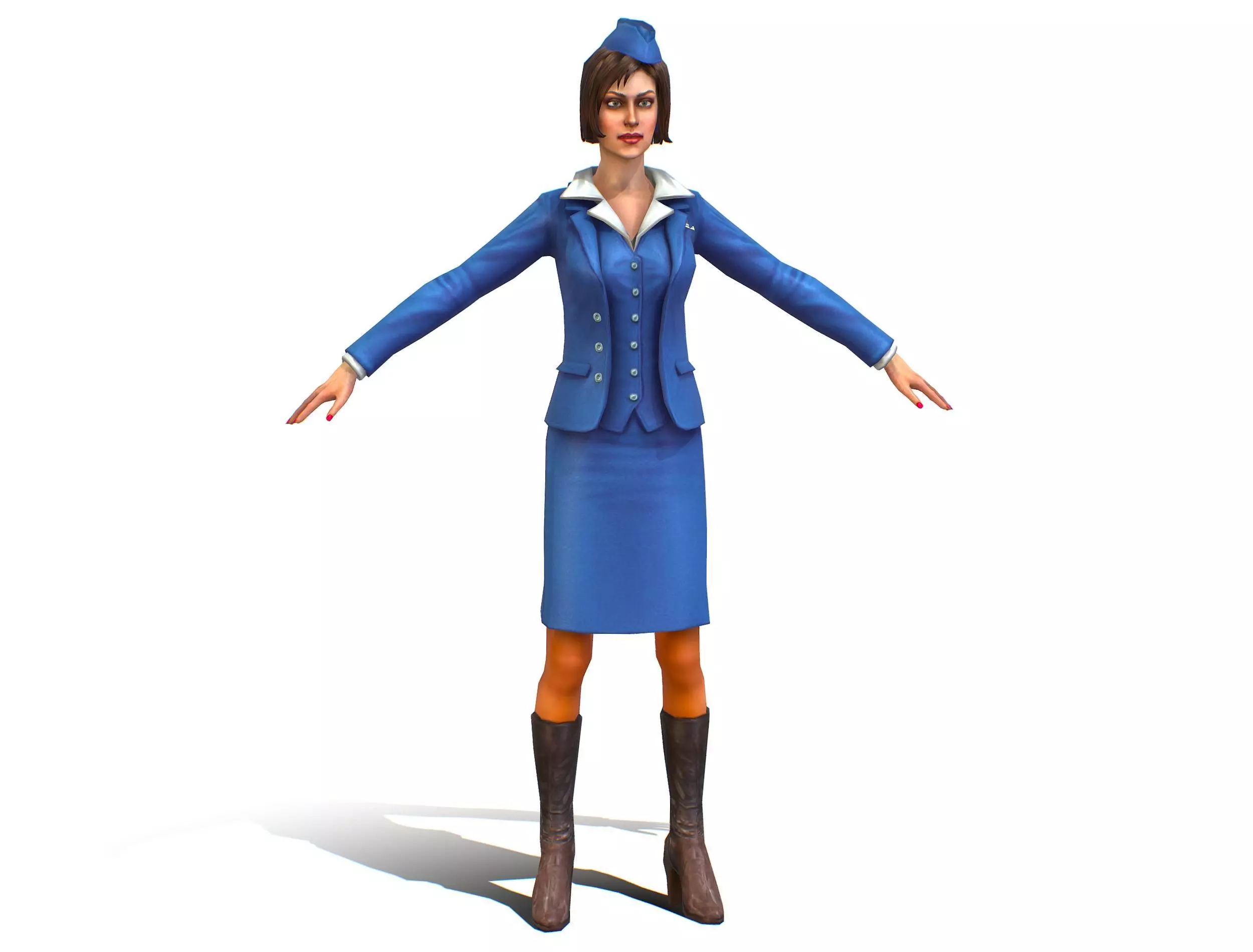 Woman Stewardess Form Low-poly 3D model_0