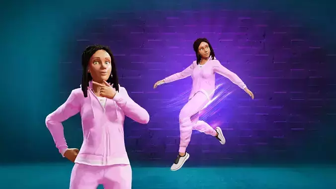 Cartoon Black girl rigged