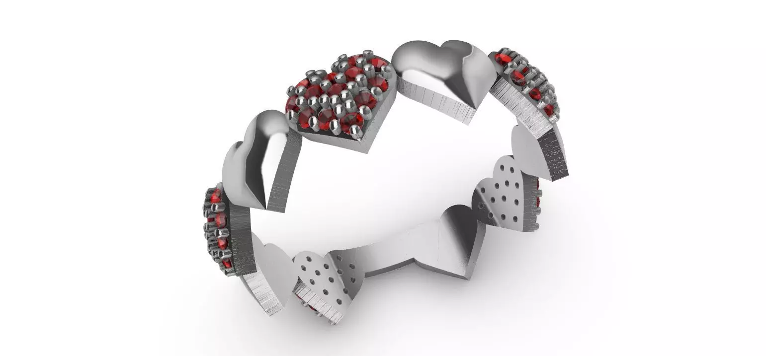 Heart Ring with Brilhants 3D print model