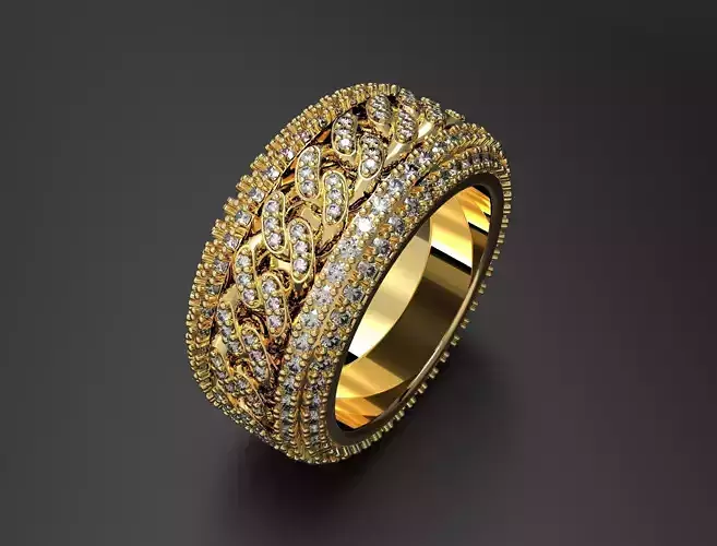 Luxury Cuban Spinner Ring  Fully Paved  Size 8 US 3D print model