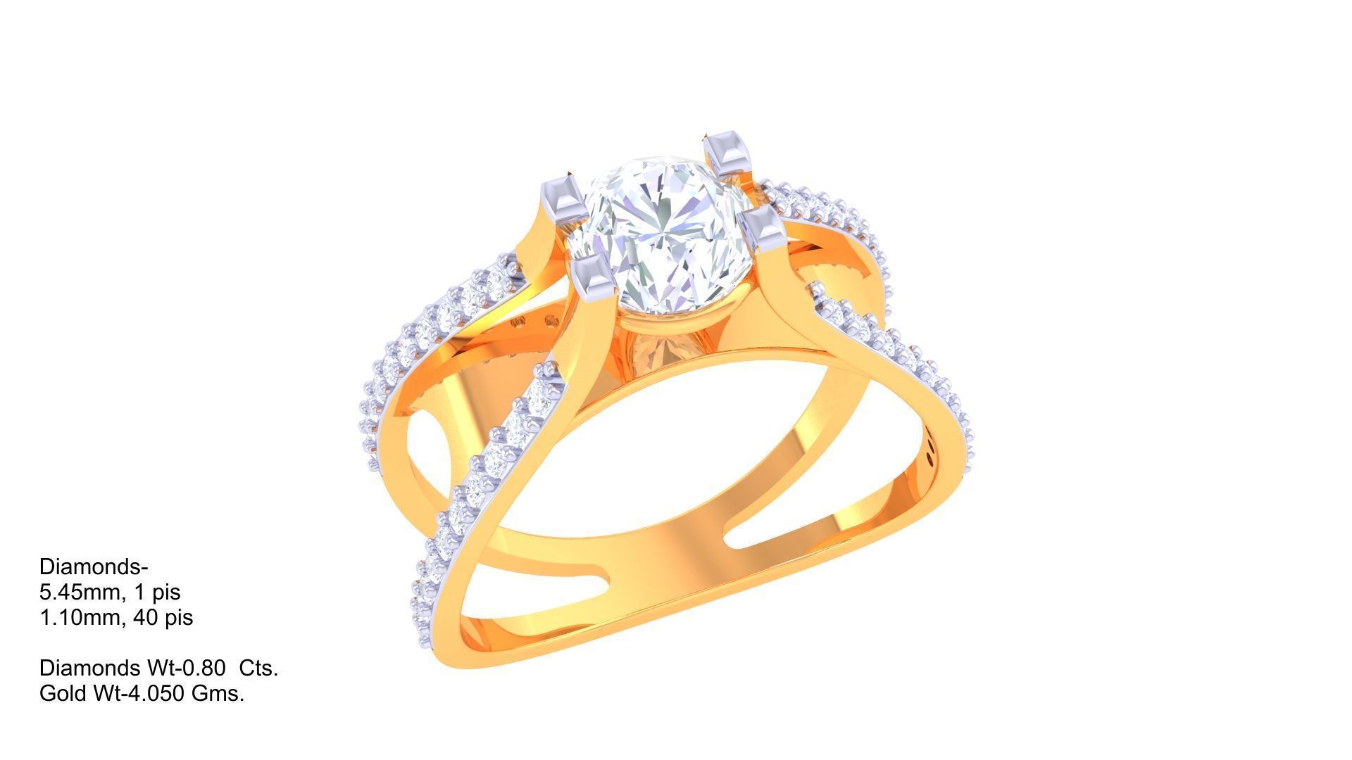 Solitaire Ring - 57 3D print model_1