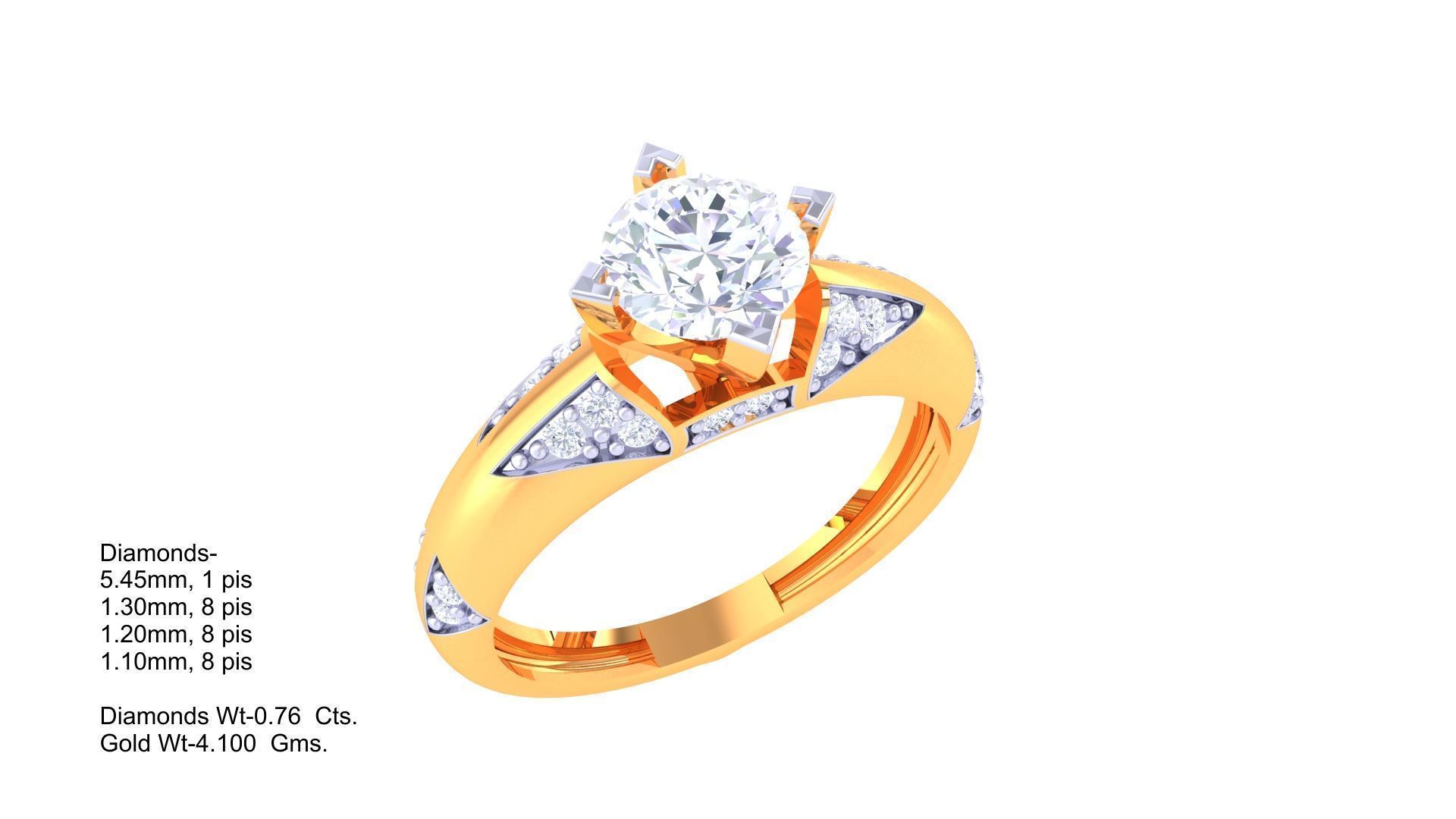 Solitaire Ring - 56 3D print model_1
