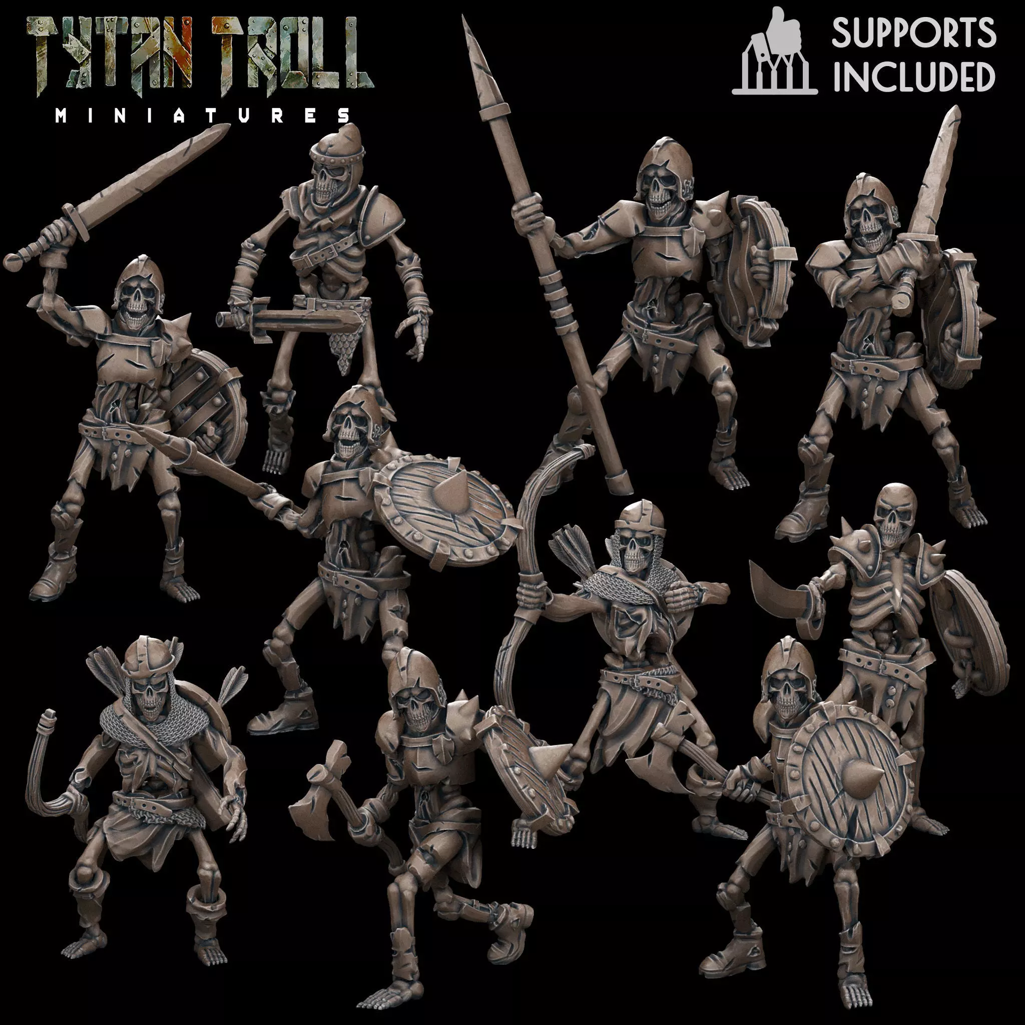 Armoured Skeleton Bundle - Pre-Supported 3D print model_0