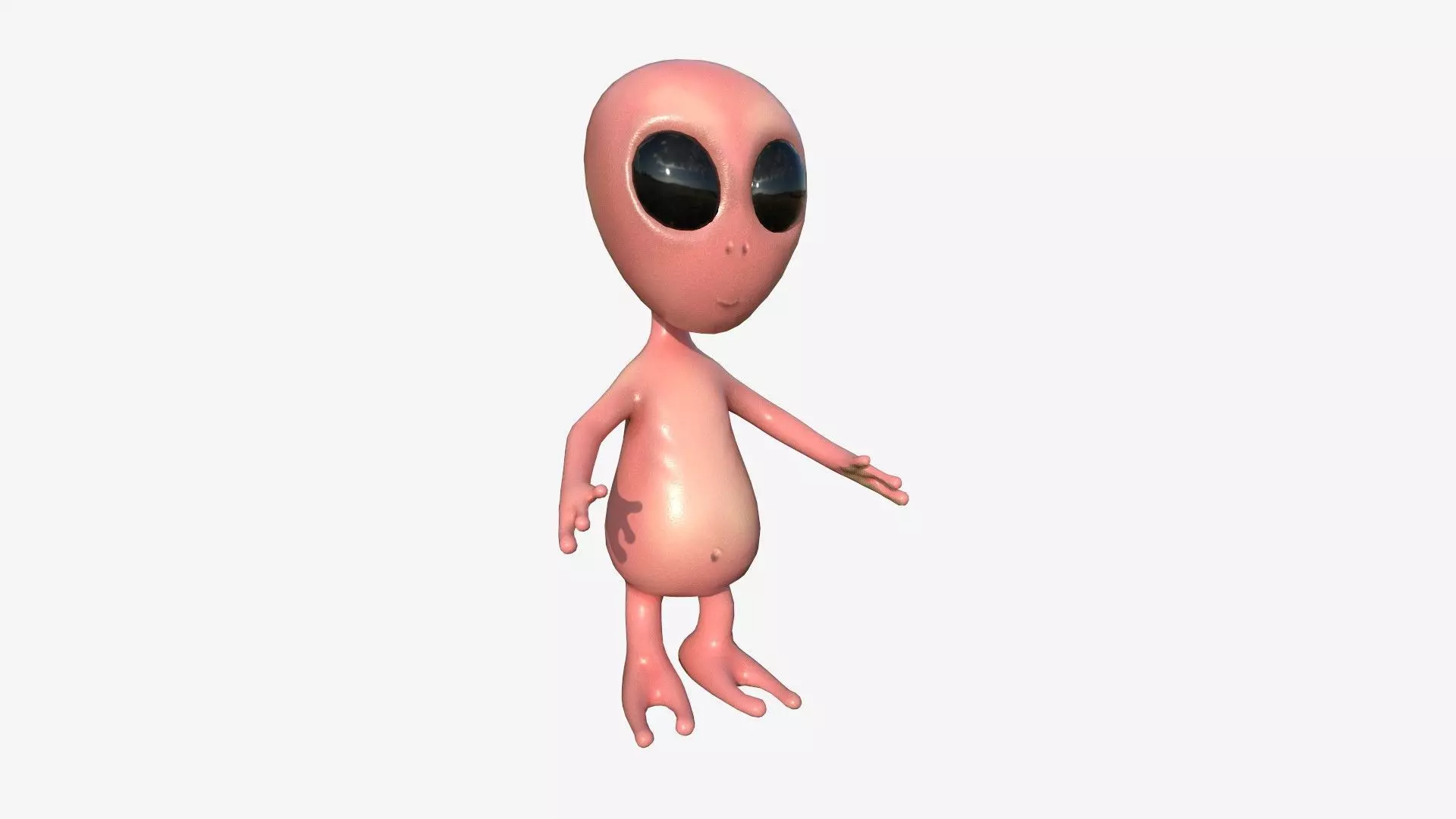 Cute Alien A05 Red Black - Simple - Character Design Low-poly 3D model_0