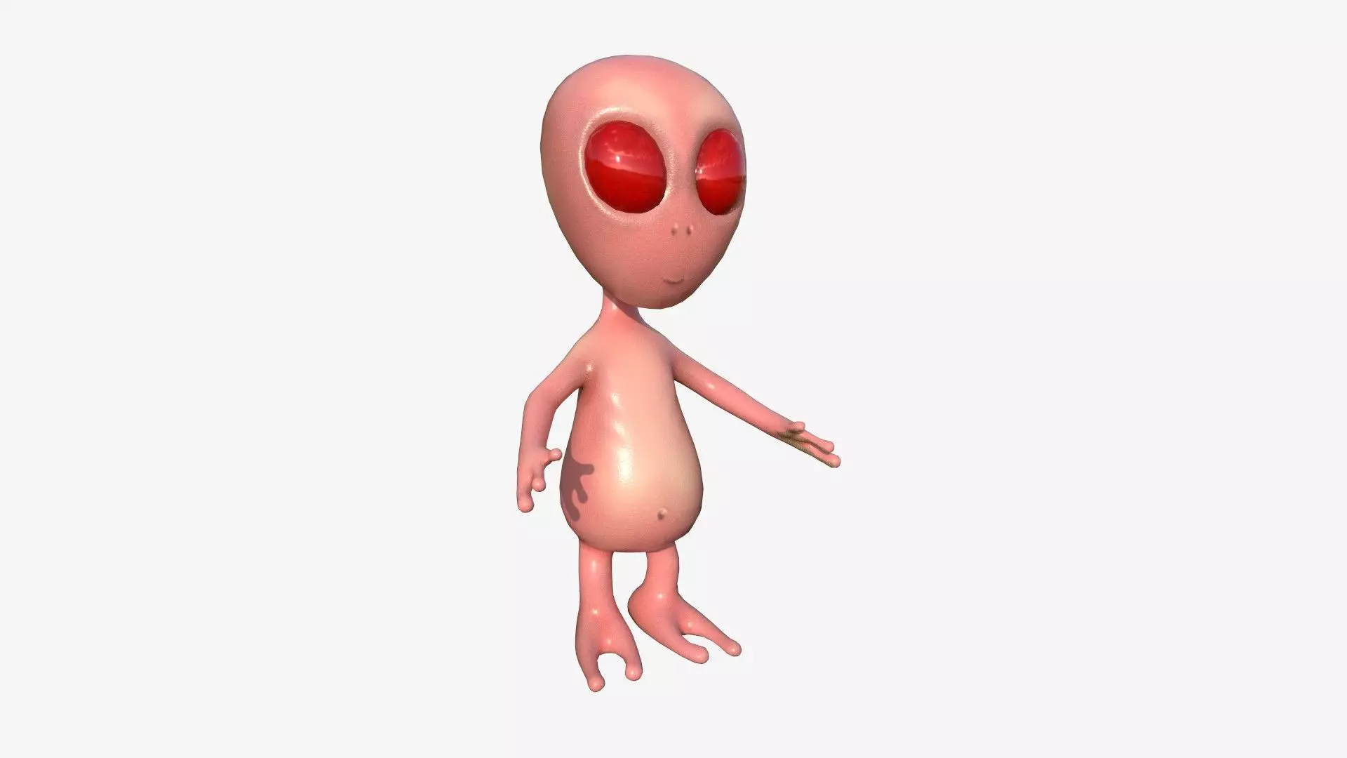 Cute Alien A06 Red Red - Simple - Character Design Low-poly 3D model_0