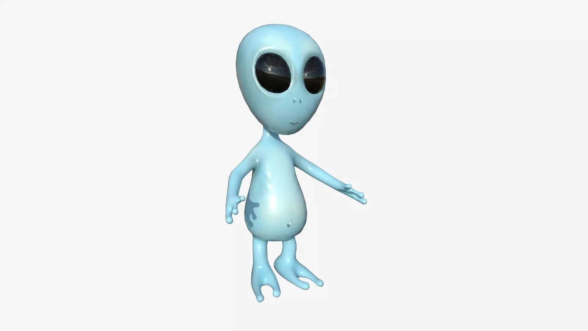 Cute Alien A07 Black Blue - Simple - Character Design Low-poly 3D model_0