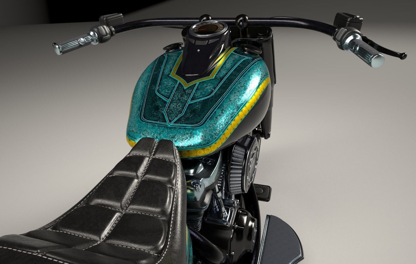 Motorcycle Custom Stylized Painting 3D model_2