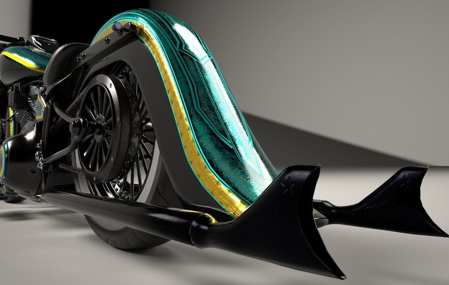 Motorcycle Custom Stylized Painting 3D model_11