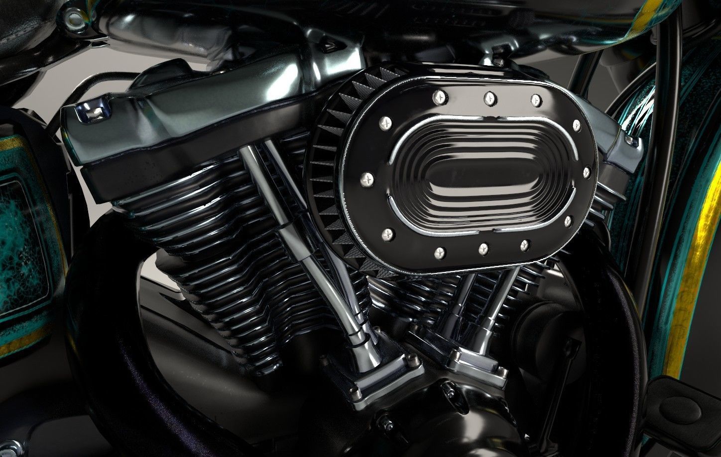 Motorcycle Custom Stylized Painting 3D model_15