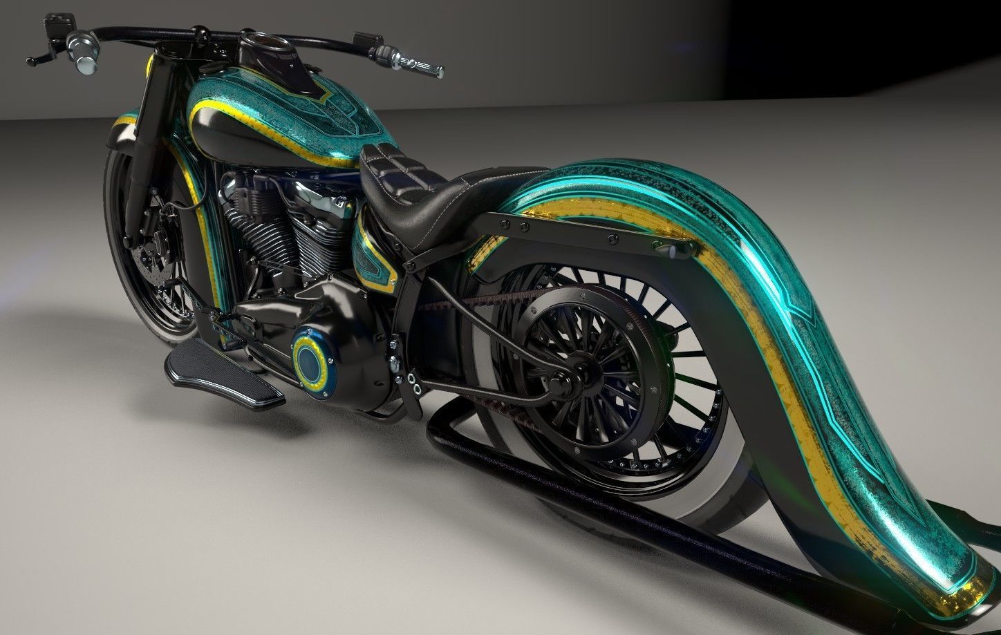Motorcycle Custom Stylized Painting 3D model_6