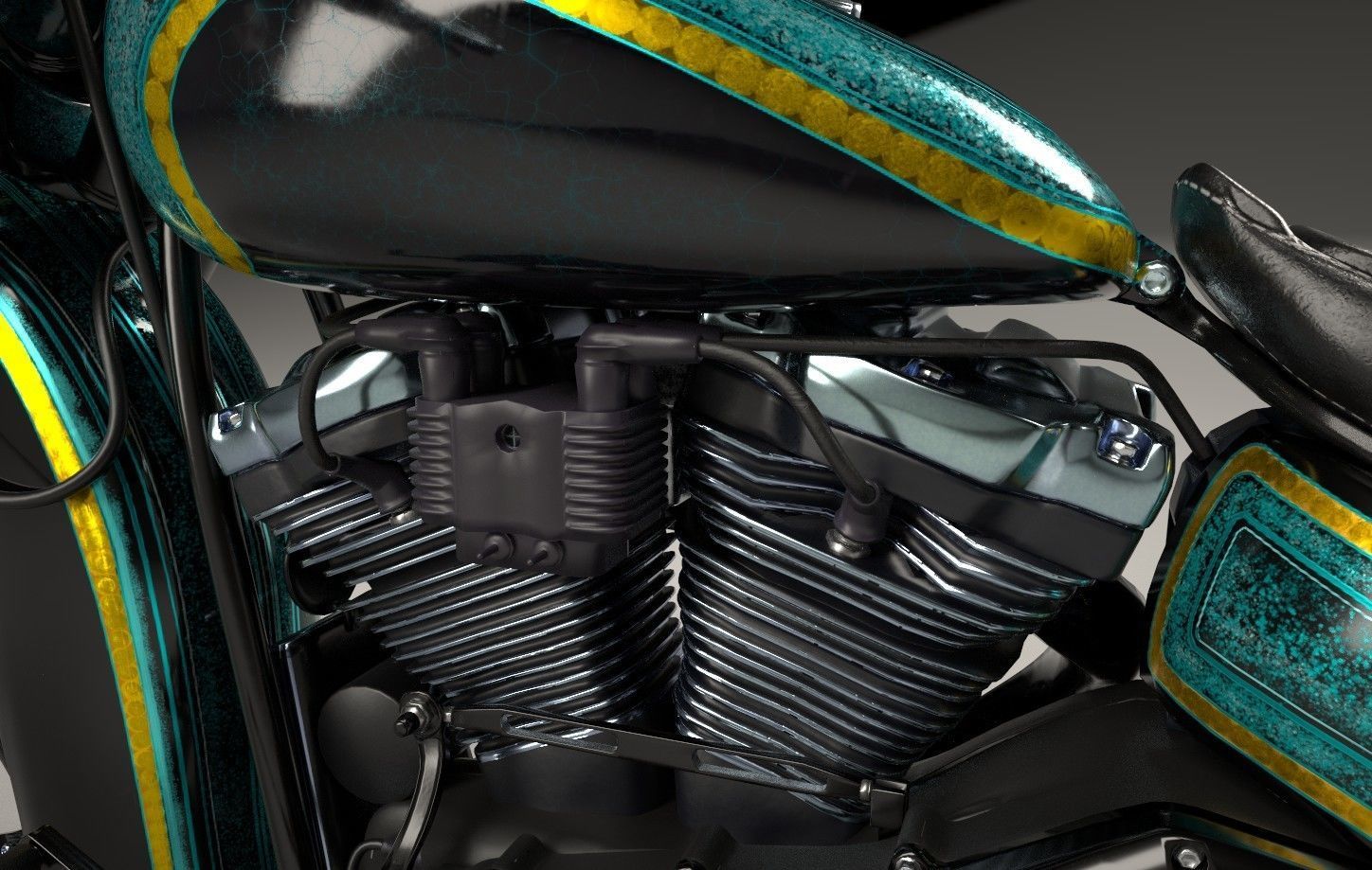 Motorcycle Custom Stylized Painting 3D model_12