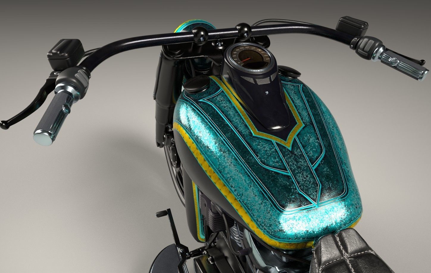 Motorcycle Custom Stylized Painting 3D model_10