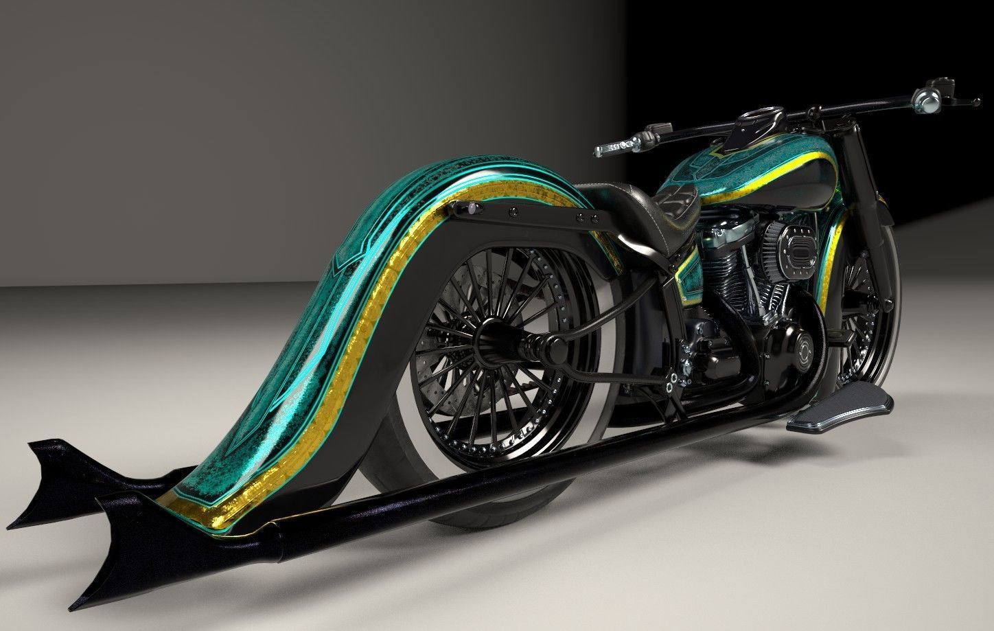Motorcycle Custom Stylized Painting 3D model_4