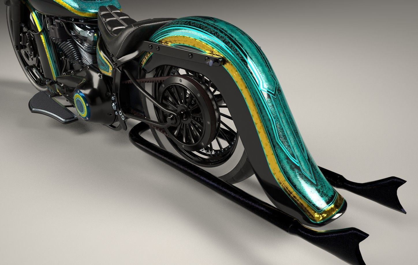 Motorcycle Custom Stylized Painting 3D model_7