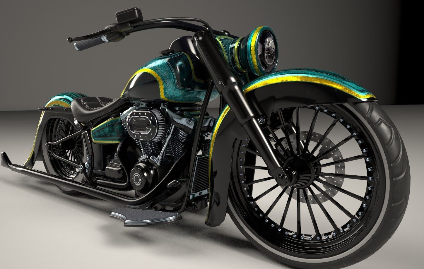 Motorcycle Custom Stylized Painting 3D model_3