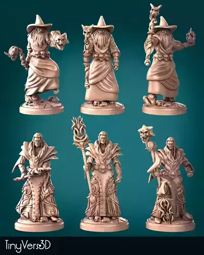 Dark Wizard Mages Miniatures 3D print model