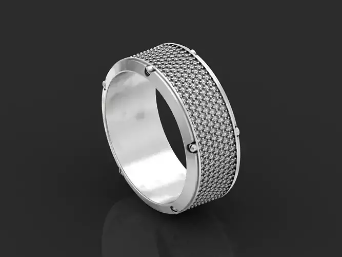 wedding man ring studded with diamonds Full-Diamant 2703 3D print model