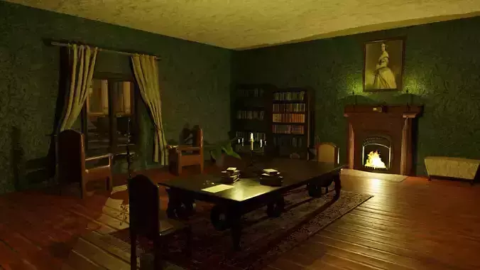 Old Style Room with Whole Furnitures Free 3D model