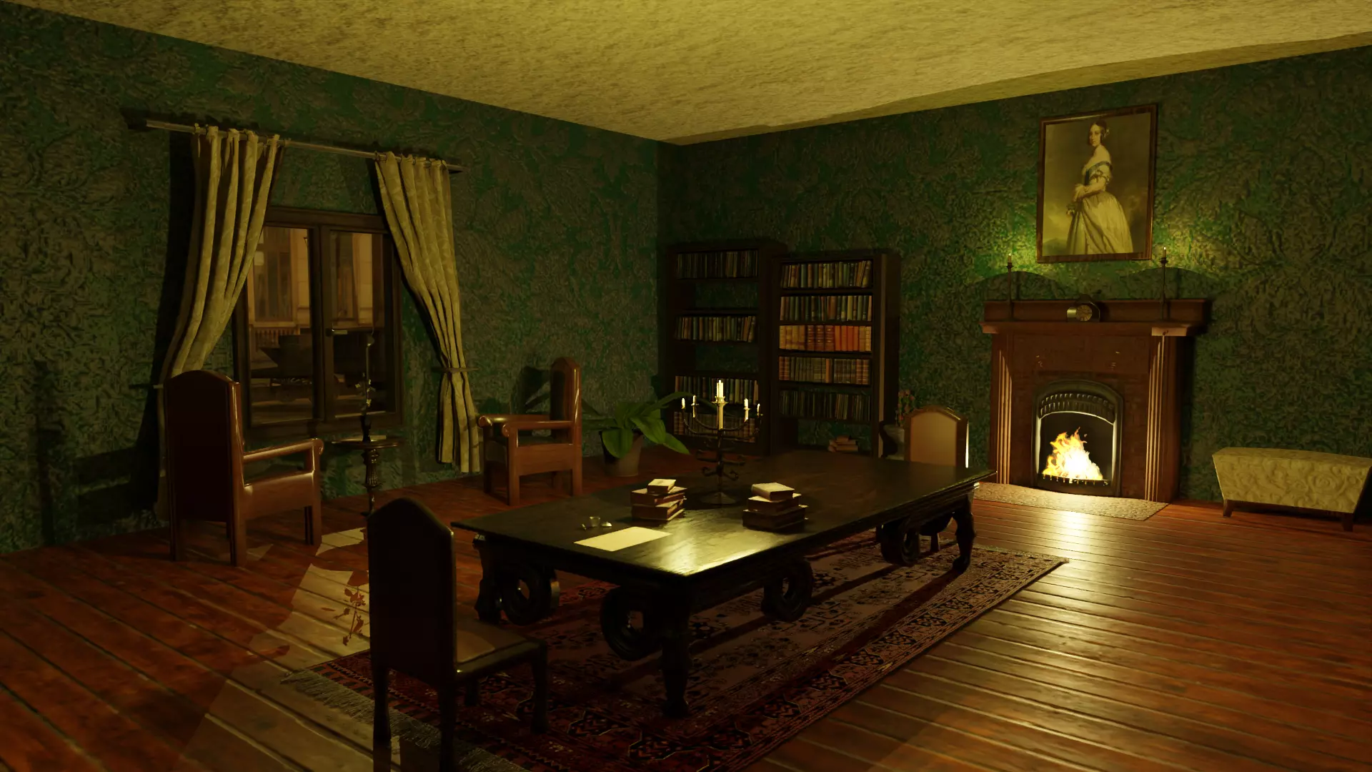 Old Style Room with Whole Furnitures Free 3D model_0