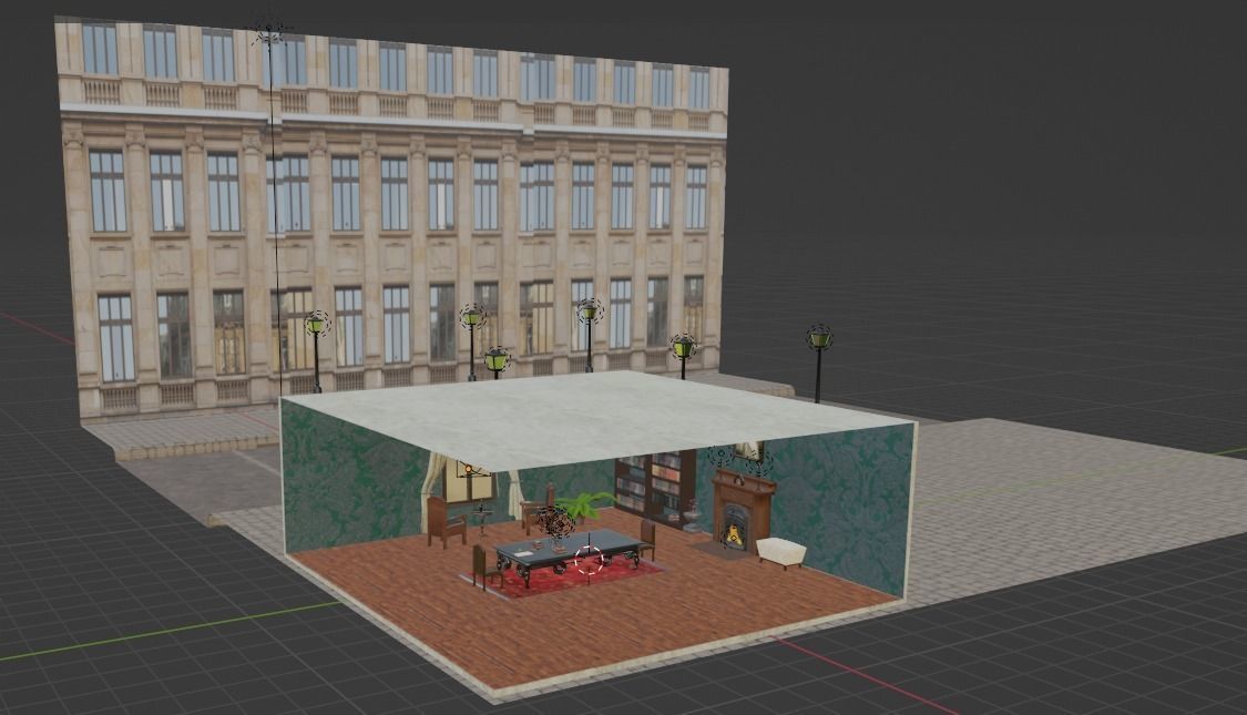 Old Style Room with Whole Furnitures Free 3D model_2