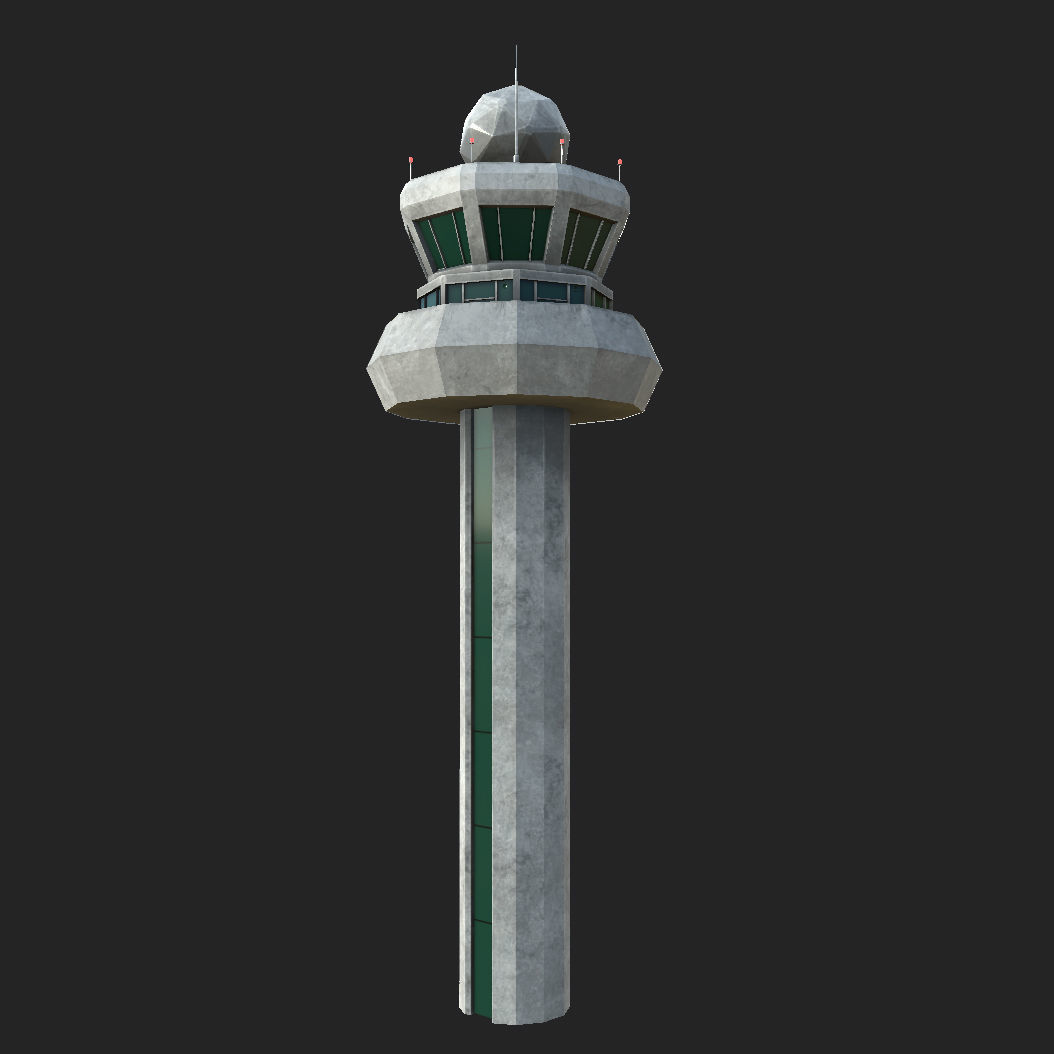 Airport Tower Low-poly 3D model_2
