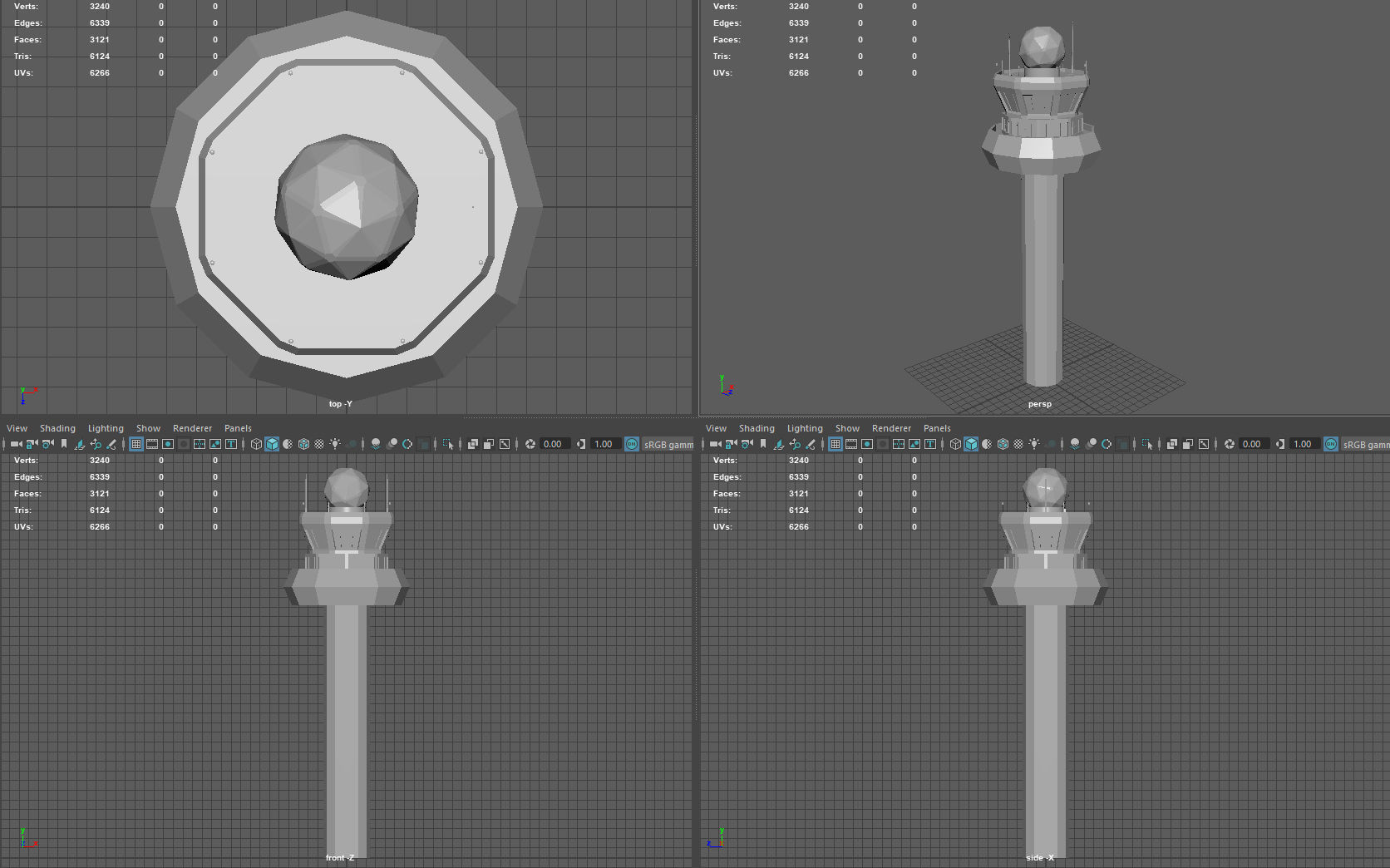 Airport Tower Low-poly 3D model_7