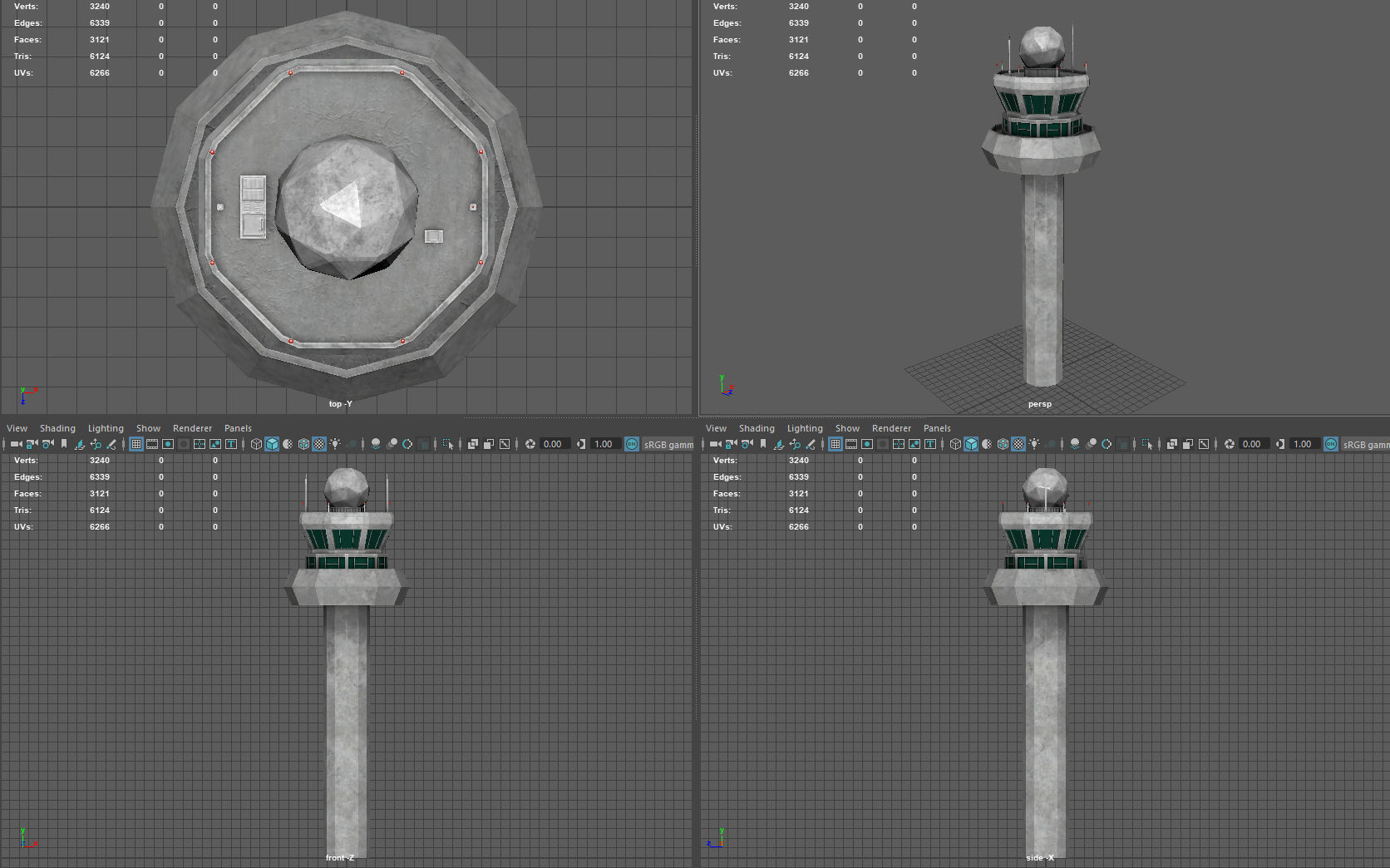 Airport Tower Low-poly 3D model_6