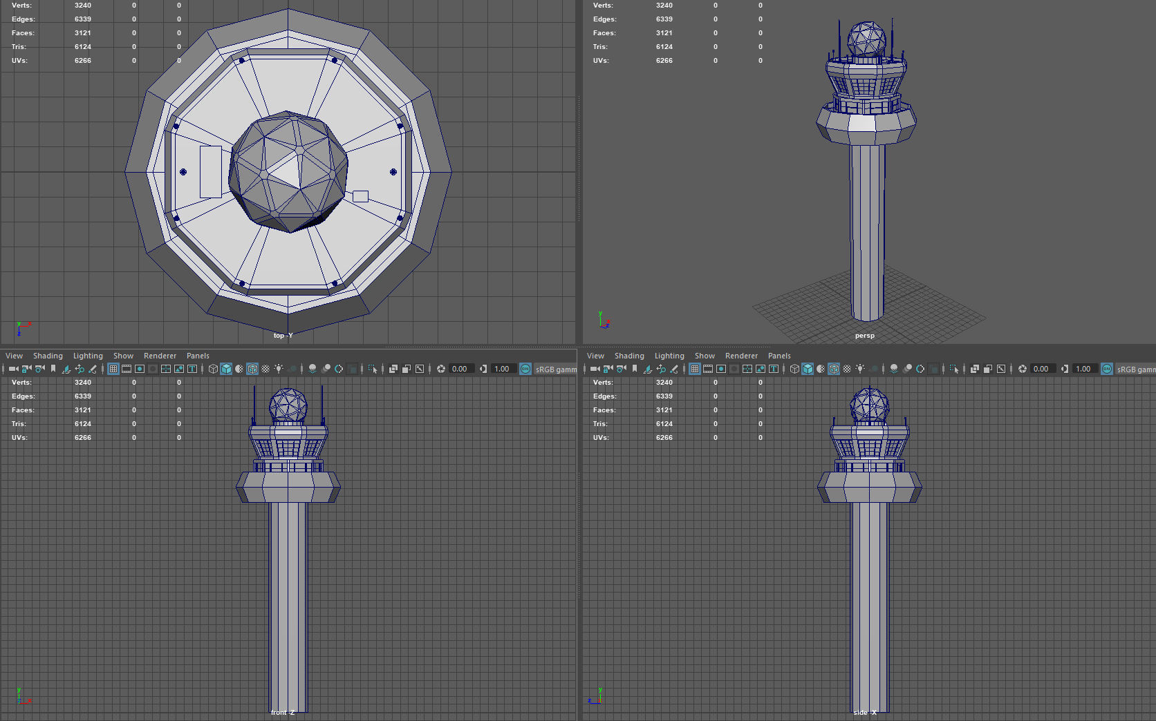 Airport Tower Low-poly 3D model_8